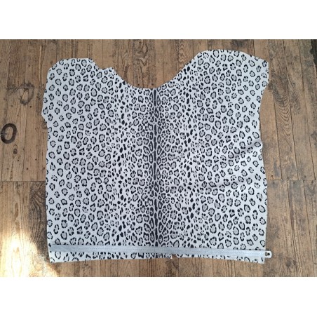 Peau de veau velours façon jaguar- blanc - Cuir en stock