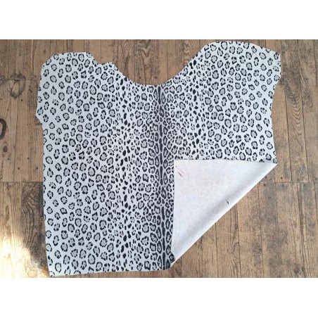 Peau de veau velours façon jaguar- blanc - Cuirenstock