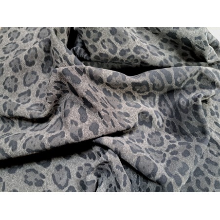 Peau de veau velours façon jaguar- gris - Cuir en Stock