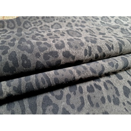 Peau de veau velours façon jaguar- gris - Cuir en Stock