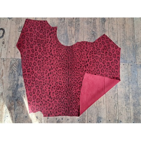 Peau de veau velours façon jaguar- rouge glamour - Cuir en Stock