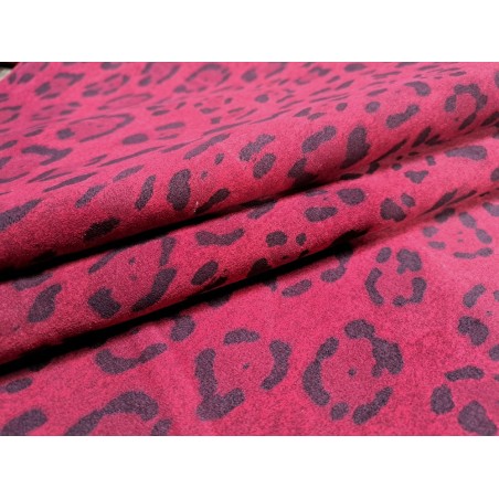 Peau de veau velours façon jaguar- rouge glamour - CuirenStock