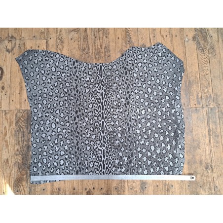 Peau de veau velours façon jaguar- noir - Cuir en stock