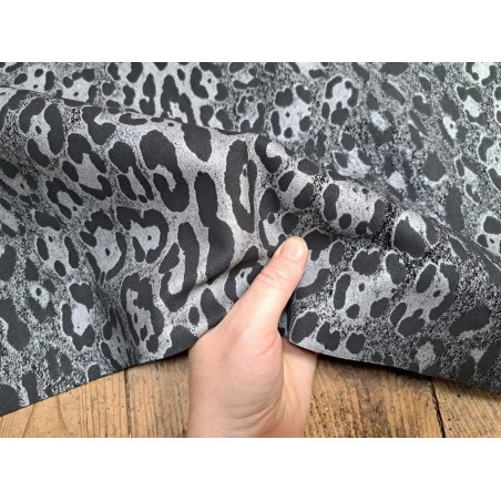 Peau de veau velours façon jaguar- noir - Cuirenstock