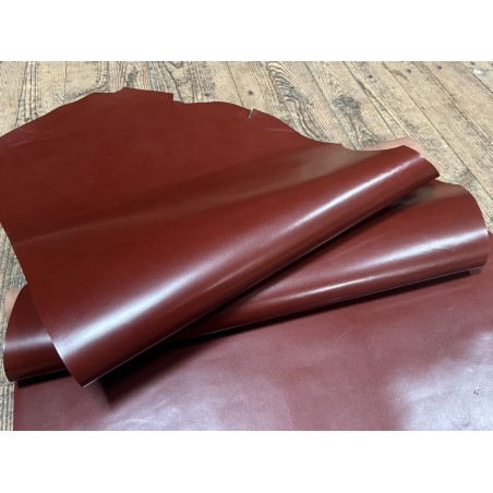 Demi-peau de cuir de veau BOX lisse - tannage ferme - paprika - Cuir en Stock