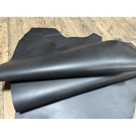 Demi-peau de cuir de veau BOX lisse - tannage ferme - anthracite - Cuir en Stock