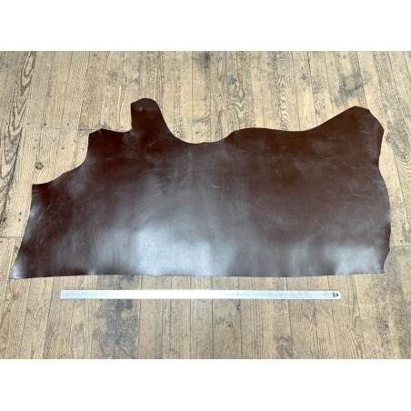 Demi-peau de cuir de veau BOX lisse - tannage ferme - marron - Cuir en Stock