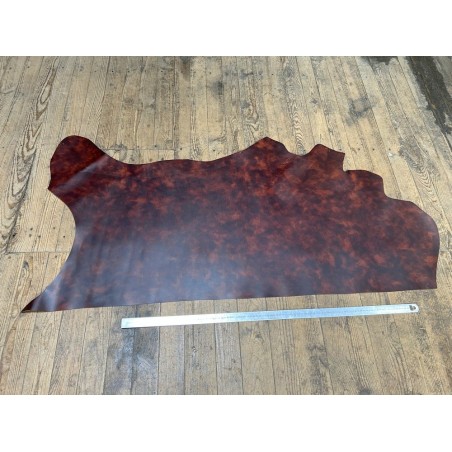 Demi-peau de cuir de veau BOX lisse - tannage ferme - nuancé effet tamponné - châtaigne - Cuir en Stock