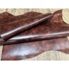 Demi-peau de cuir de veau BOX lisse - tannage ferme - nuancé effet tamponné - marron - Cuir en Stock