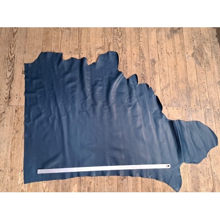 Demi-peau de cuir de taurillon - Bleu canard - Cuir en Stock