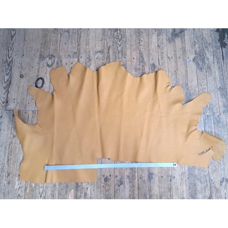 Demi-peau de cuir de taurillon - Jaune moutarde - Cuir en Stock