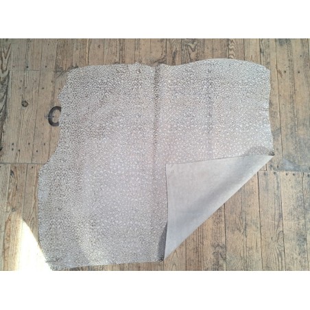 Peau de veau velours beige - léopard - maroquinerie - Cuir en stock