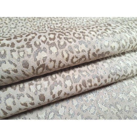 Peau de veau velours beige - léopard - maroquinerie - cuirenstock