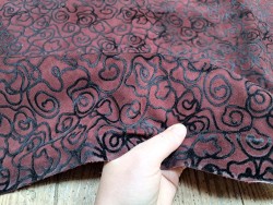 Demi peau de veau velours - fantaisie - bordeaux- cuir en stock