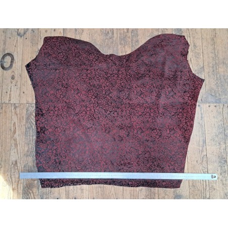 Demi peau de veau velours - fantaisie - bordeaux- Cuir en stock