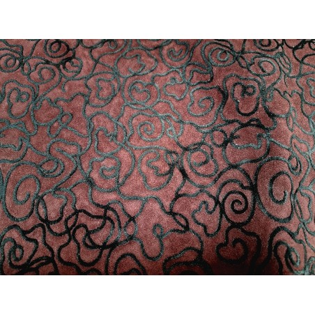 Demi peau de veau velours - fantaisie - bordeaux- Cuir en Stock