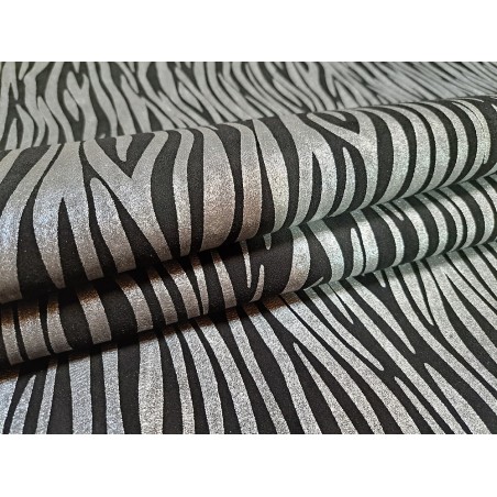 Peau de veau velours noir - zèbre - maroquinerie - Cuir en stock