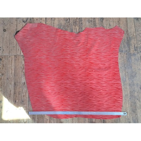 Peau de veau velours ROUGE - zèbre - maroquinerie - cuir en stock