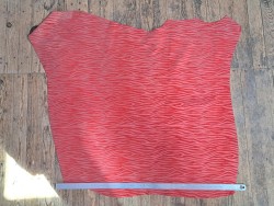 Peau de veau velours ROUGE - zèbre - maroquinerie - cuir en stock