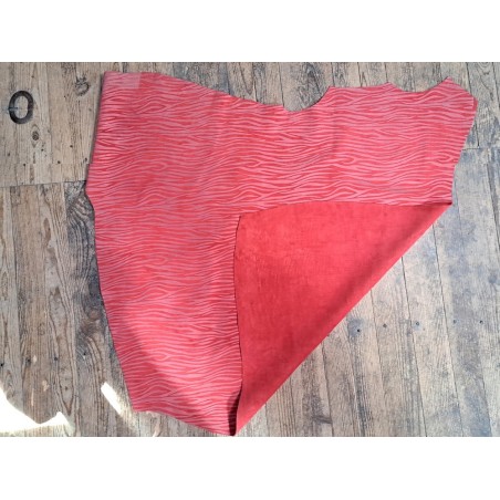 Peau de veau velours ROUGE - zèbre - maroquinerie - Cuirenstock