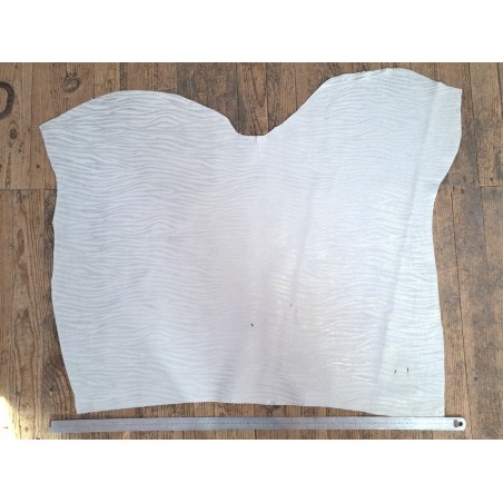 Peau de veau velours blanc/or - zèbre - maroquinerie - cuir en stock