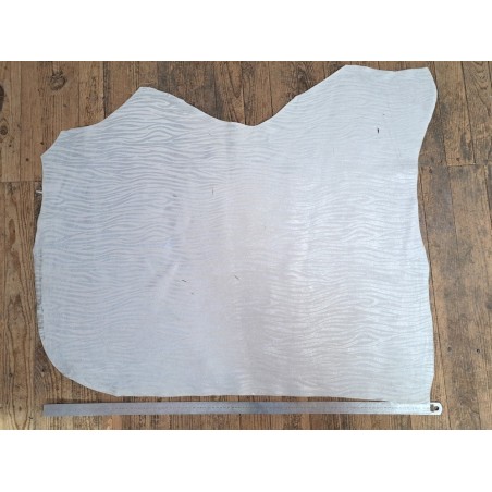 Peau de veau velours blanc/argent - zèbre - maroquinerie - cuir en stock