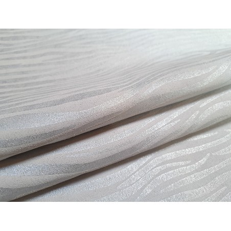 Peau de veau velours blanc/argent - zèbre - maroquinerie - Cuir en Stock