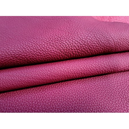 Cuir de taurillon - framboise - maroquinerie - Cuir en stock