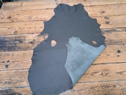 Peau de cuir de cerf - finition grainé kaki - Cuirenstock