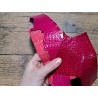 Lot de 3 morceaux de cuir de crocodile - Rose - Cuir en Stock