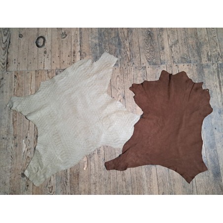 Lot de 2 peaux - Cuir d'agneau et de chèvre - A - Cuir en Stock