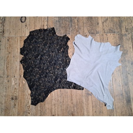 Lot de 2 peaux de cuir d'agneau et de chèvre - G - Cuir en Stock