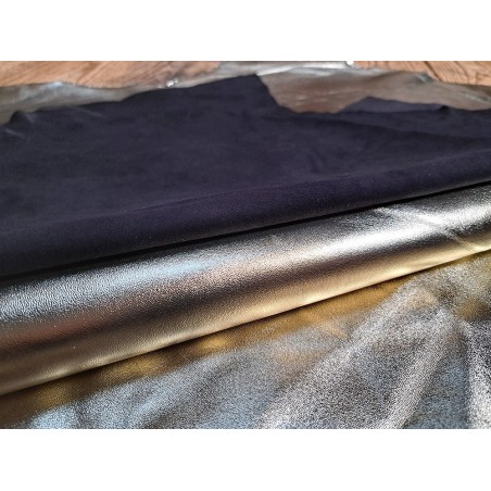 Lot de 2 peaux uniques - Cuir de chèvre et d'agneau - H