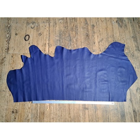 Grand morceau de cuir de veau lisse - Bleu -A- Cuirenstock