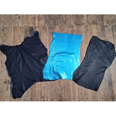 Lot de 3 peaux de cuir stretch - Cuir en Stock