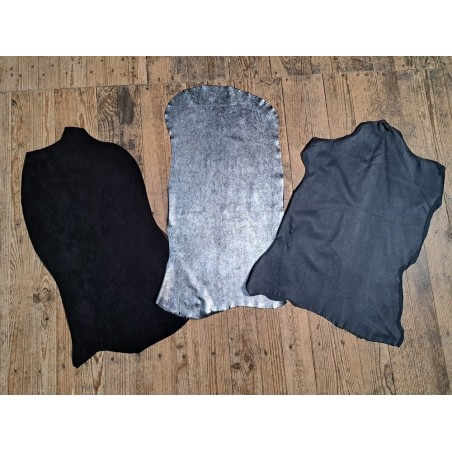Lot de 3 peaux de cuir stretch - Cuir en Stock