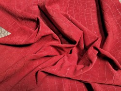 Peau de veau velours grain façon crocodile - rouge - maroquinerie - Cuir en Stock