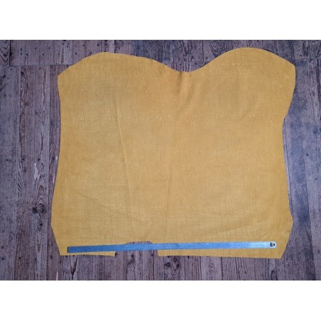 Peau de veau velours grain façon crocodile - jaune - maroquinerie - Cuir en stock