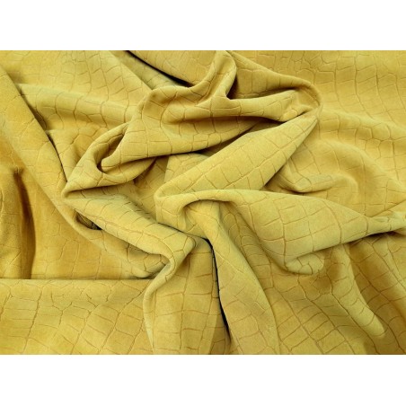 Peau de veau velours grain façon crocodile - jaune - maroquinerie - Cuir en Stock