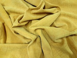 Peau de veau velours grain façon crocodile - jaune - maroquinerie - Cuir en Stock