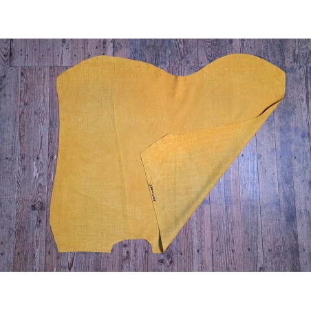 Peau de veau velours grain façon crocodile - jaune - maroquinerie - Cuirenstock