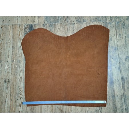 Peau de veau velours grain façon crocodile - brun - maroquinerie - Cuir en stock
