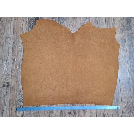 Peau de veau velours grain façon crocodile - caramel - maroquinerie - Cuirenstock
