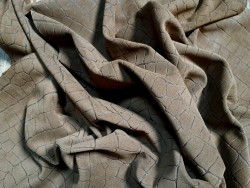 Peau de veau velours grain façon crocodile - brun kaki - maroquinerie - Cuir en Stock
