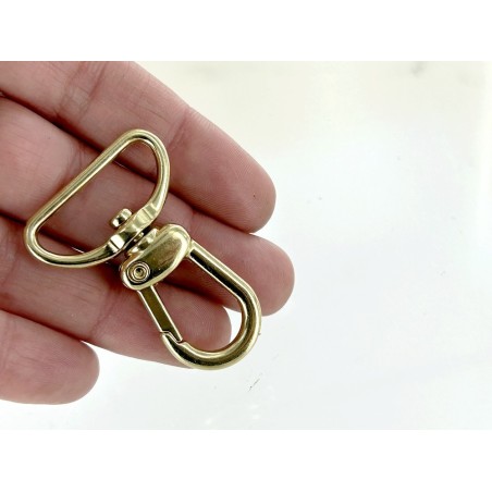 Mousqueton pivotant en arc 25mm doré - maroquinerie - porte-clés - départ de anse de sac - Cuir en Stock