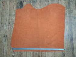 Peau de veau velours grain façon crocodile - orange - maroquinerie - Cuir en stock
