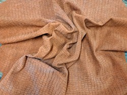Peau de veau velours grain façon crocodile - orange - maroquinerie - Cuir en Stock