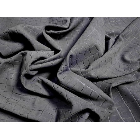 Peau de veau velours grain façon crocodile - marine - maroquinerie - Cuir en Stock