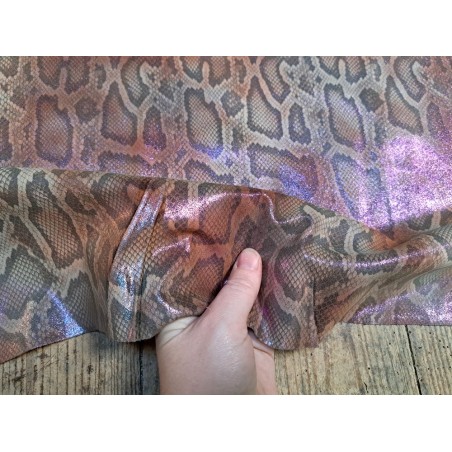 peau de veau - serpent - paillette rose - maroquinerie - Cuir en Stock