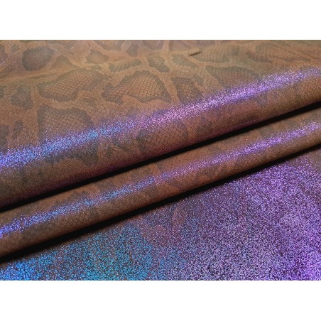 peau de veau - serpent - paillettes roses - maroquinerie - Cuir en Stock